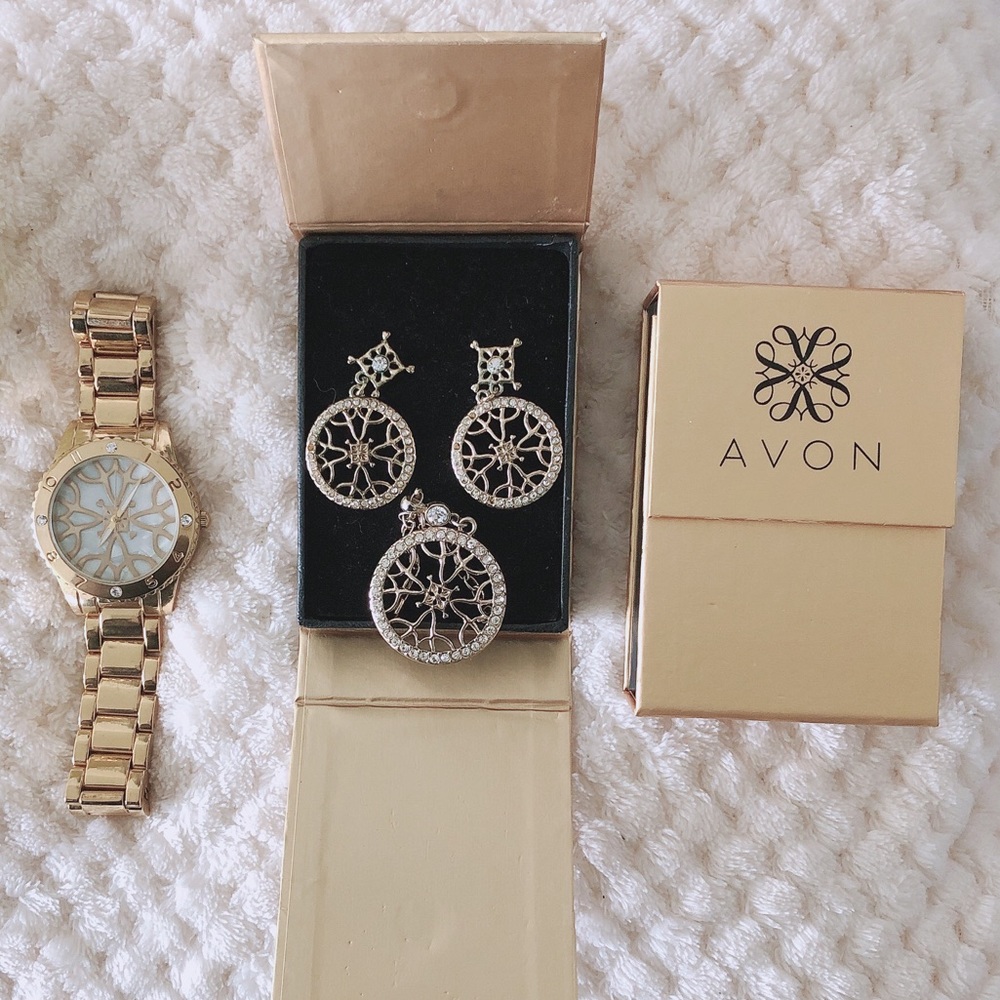 Avon Signature Double Drop Gold Earrings - Picture 4 of 6